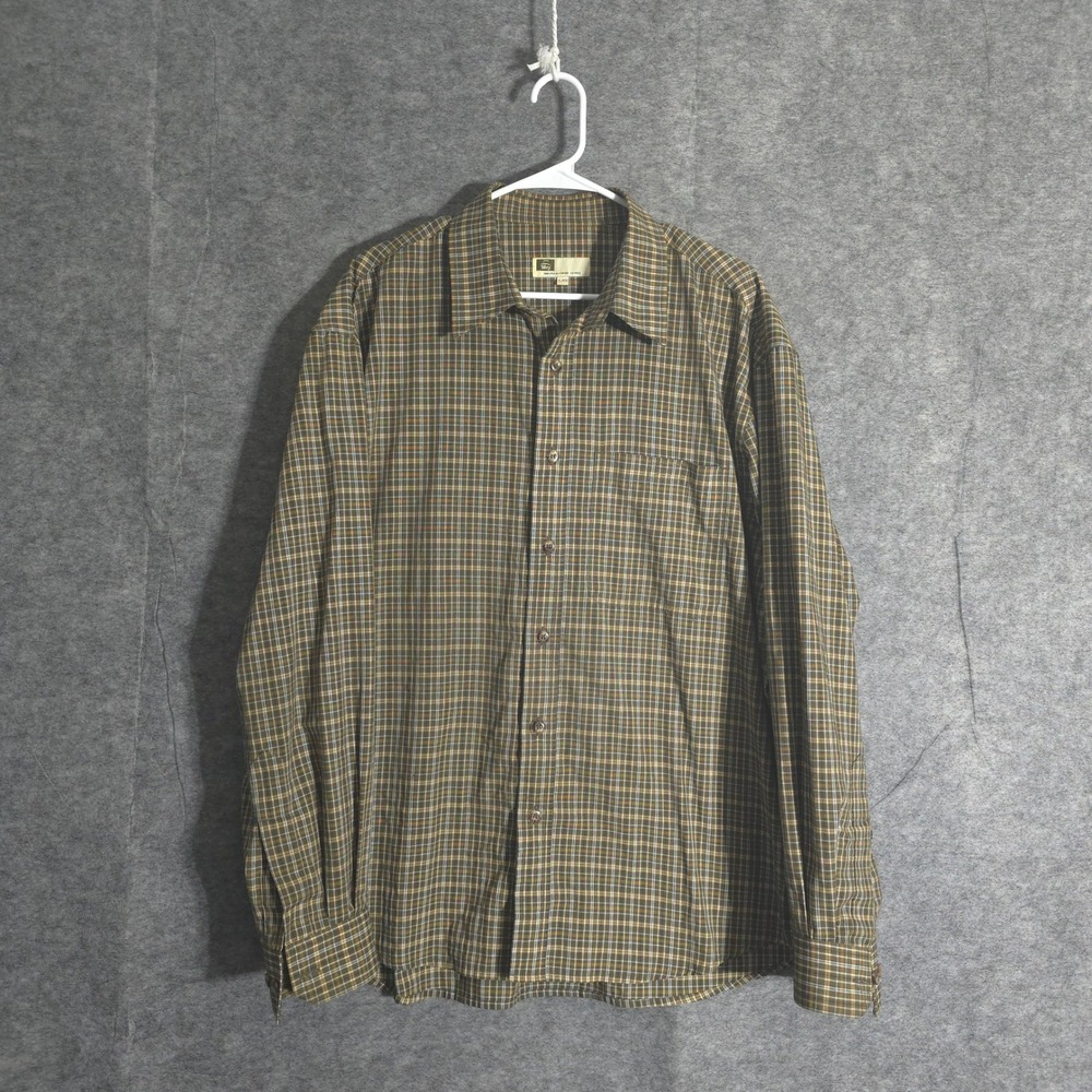 Tilley Button Up Shirt Mens L Plaid Long Sleeve Polyester Outlast Rayon Casual